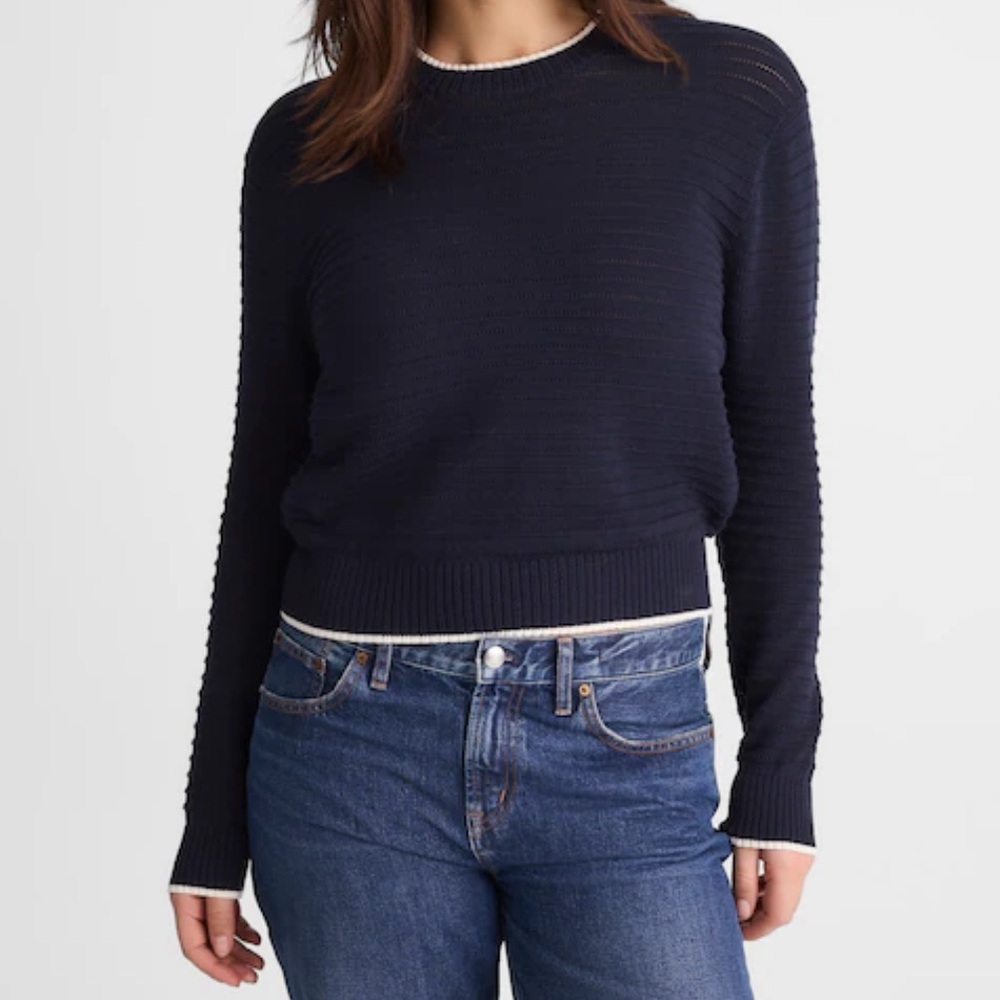 Madewell Textured-Stitch Crewneck Sweater in 100% Cotton XXS